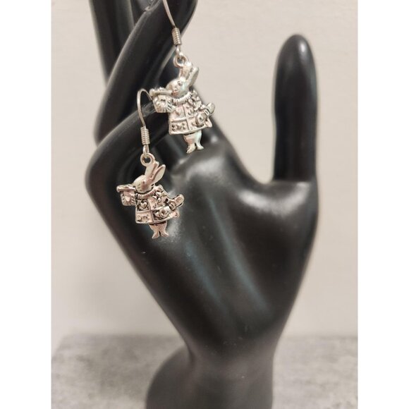 Silver Dangle Rabbit Earrings Rabbit Lover Earrings - Picture 8 of 10